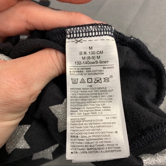 Gap Kids Roll Shorts Black Silver Stars Size M 8 - Picture 5 of 6